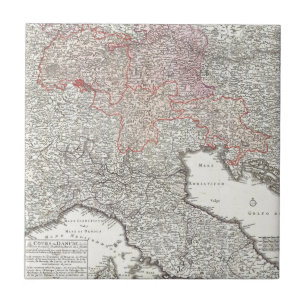 Azulejo De Cerámica Mapa de época del norte de Italia (1720)