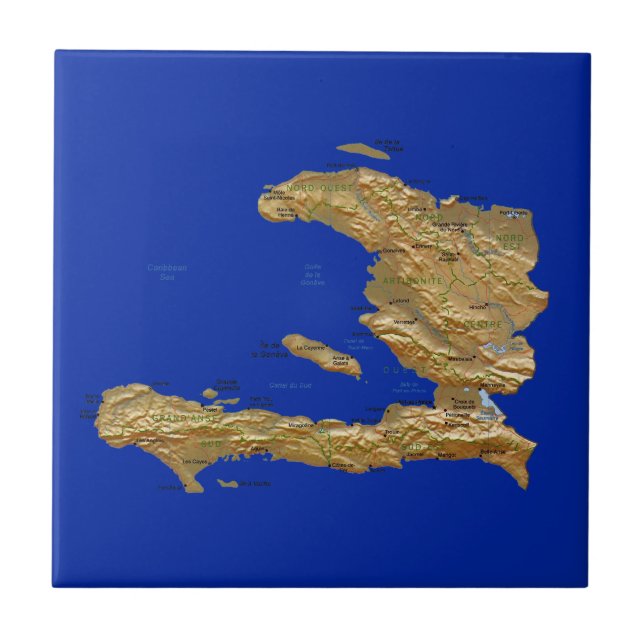 Azulejo De Cerámica Mapa de Haití en mosaico (Frente)