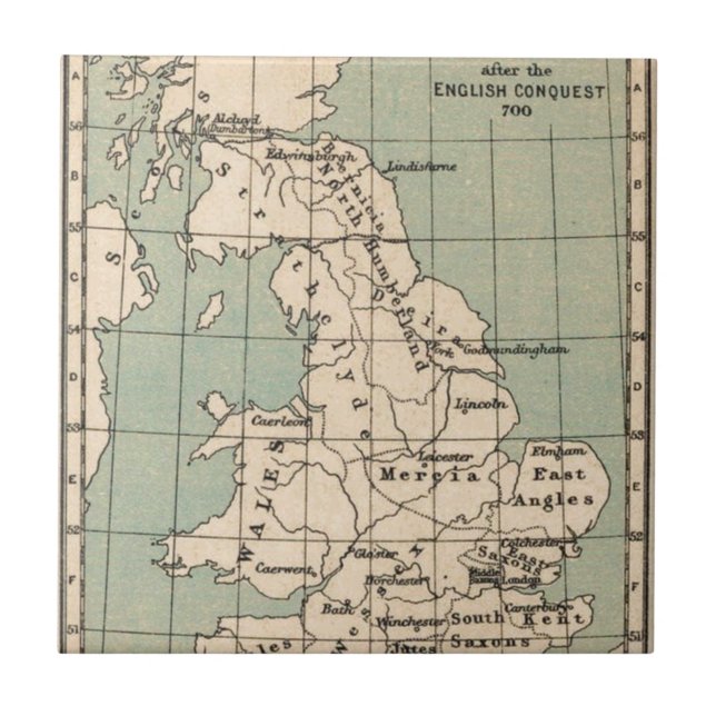 Azulejo De Cerámica Mapa de Inglaterra antigua (Frente)