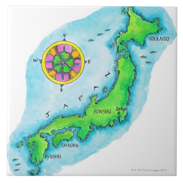 Azulejo De Cerámica Mapa de Japón (Frente)