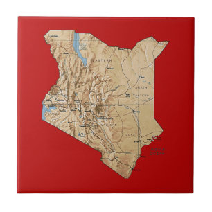 Azulejo De Cerámica Mapa de Kenia en mosaico
