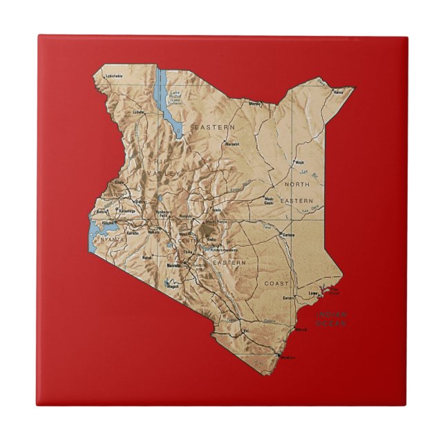 Azulejo De Cerámica Mapa de Kenia en mosaico (Frente)
