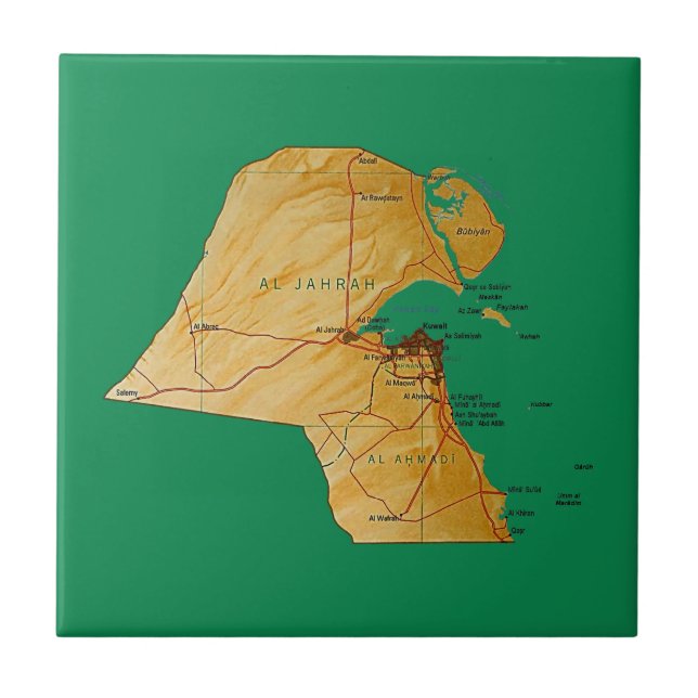Azulejo De Cerámica Mapa de Kuwait en mosaico (Frente)