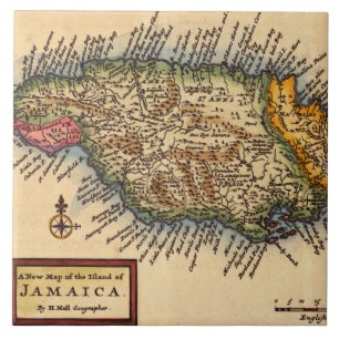 Azulejo De Cerámica Mapa de la Antigua Jamaica