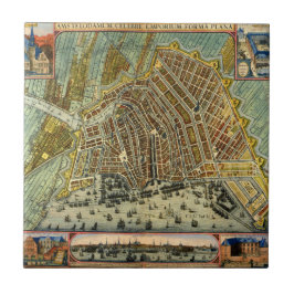 Azulejo De Cerámica Mapa de la calle antigua de Ámsterdam, Países Bajo