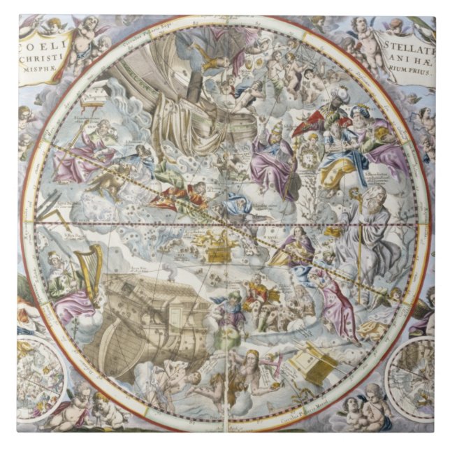Azulejo De Cerámica Mapa de las constelaciones cristianas según lo (Frente)