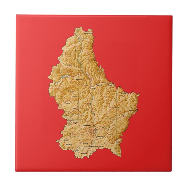 Azulejo De Cerámica Mapa de Luxemburgo (Frente)