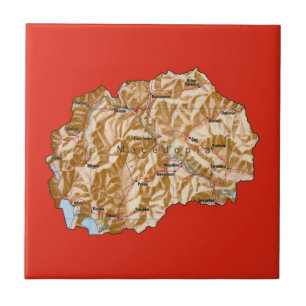 Azulejo De Cerámica Mapa de Macedonia del Norte