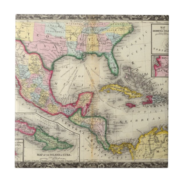 Azulejo De Cerámica Mapa de México, America Central (Frente)