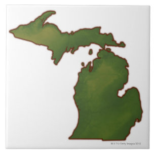 Azulejo De Cerámica Mapa de Michigan 4