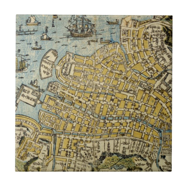 Azulejo De Cerámica Mapa de Nagasaki (Frente)