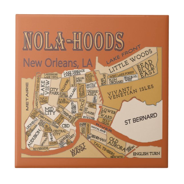 Azulejo De Cerámica Mapa de Nola-Hoods (Frente)