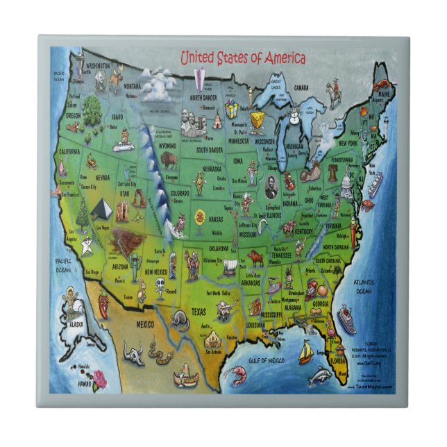 Azulejo De Cerámica Mapa de Personalizados de EE.UU. (Frente)