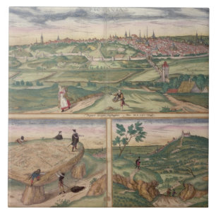Azulejo De Cerámica Mapa de Poitiers, de "Civitates Orbis Terrarum" b