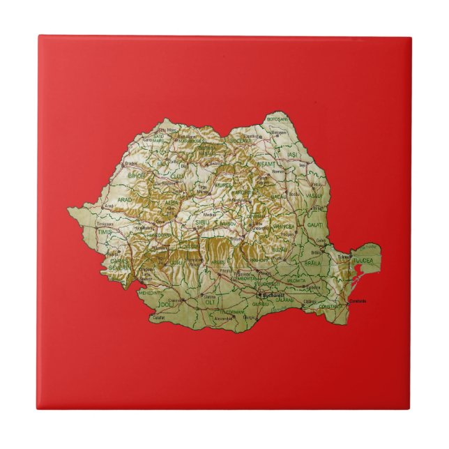 Azulejo De Cerámica Mapa de Rumania (Frente)