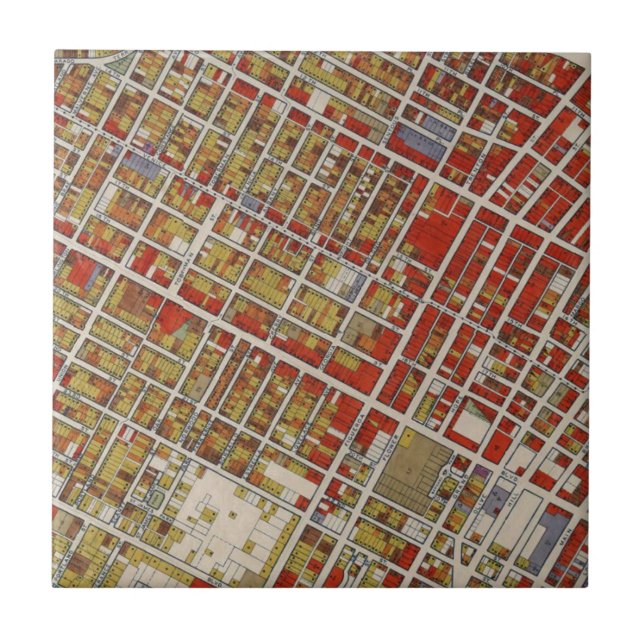 Azulejo De Cerámica Mapa de WPA de Los Ángeles central (Frente)