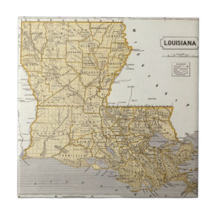 Azulejo De Cerámica Mapa del atlas de Luisiana