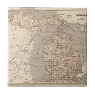 Azulejo De Cerámica Mapa del atlas de Michigan