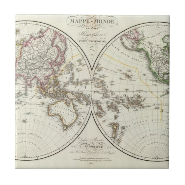 Azulejo De Cerámica Mapa del atlas de París (Frente)