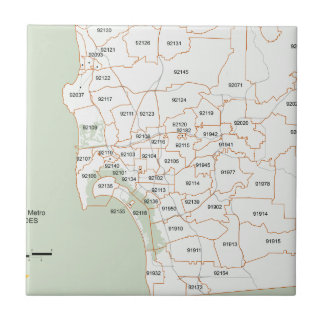 Azulejo De Cerámica Mapa del código postal de San Diego