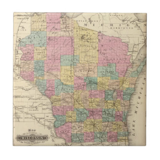 Azulejo De Cerámica Mapa del estado de Wisconsin
