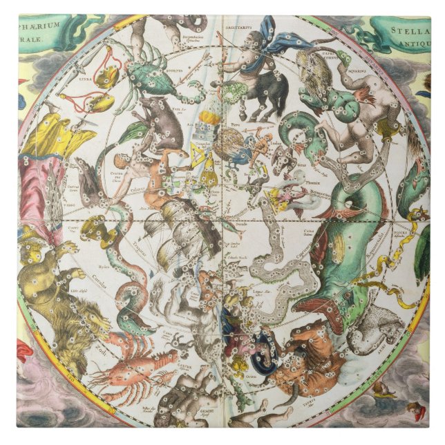Azulejo De Cerámica Mapa del hemisferio meridional, 'del Celestia (Frente)