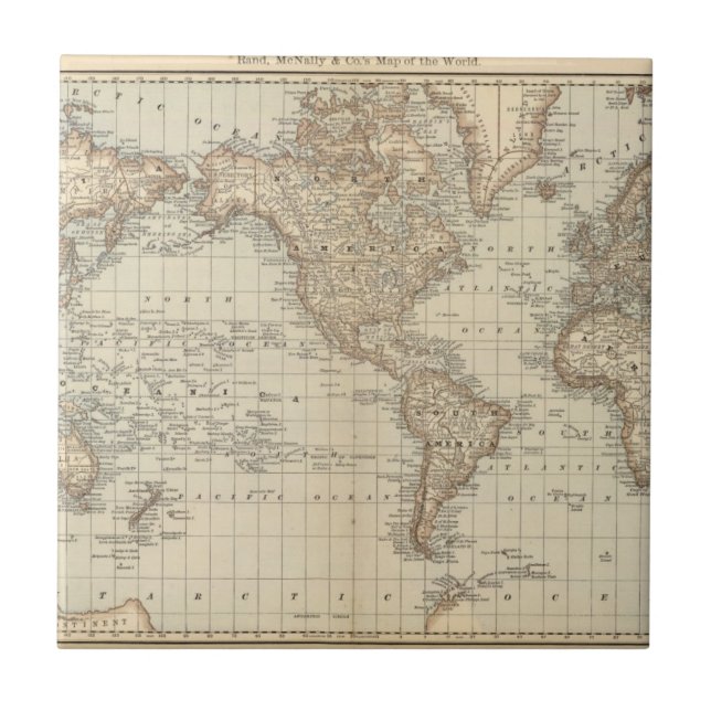 Azulejo De Cerámica Mapa del mundo 2 (Frente)