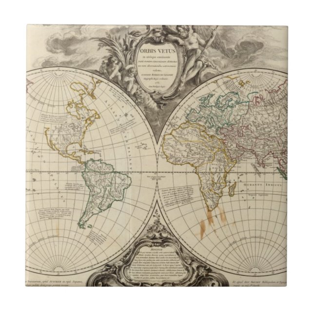 Azulejo De Cerámica Mapa del mundo 8 (Frente)