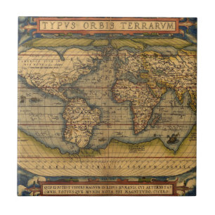Azulejo De Cerámica Mapa del mundo de Ortelius 1570: Cartografía antig