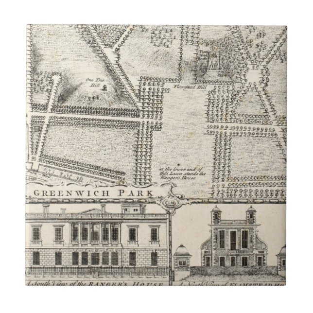 Azulejo De Cerámica Mapa del parque de Greenwich (Frente)