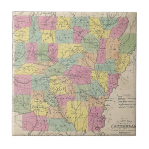 Azulejo De Cerámica Mapa del vintage de Arkansas (1853)