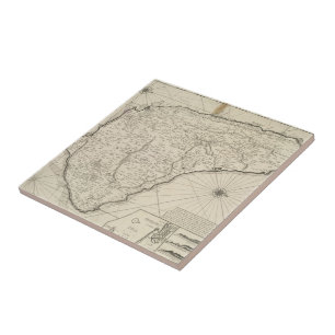 Azulejo De Cerámica Mapa del vintage de Barbados (1725)
