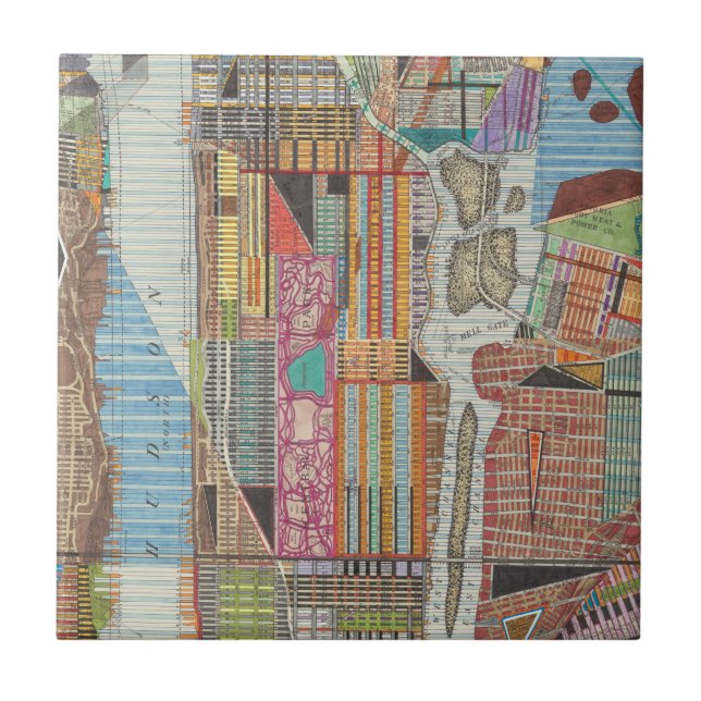 Azulejo De Cerámica Mapa moderno de Nueva York III (Frente)