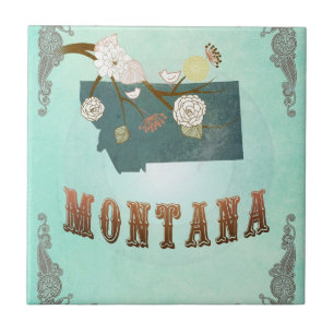 Azulejo De Cerámica Mapa moderno del estado de Montana del vintage -