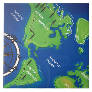 Azulejo De Cerámica Mapa mundial