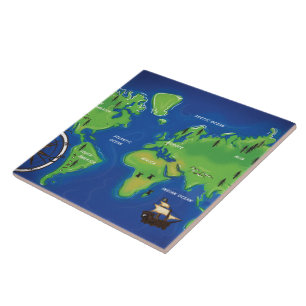 Azulejo De Cerámica Mapa mundial
