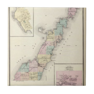 Azulejo De Cerámica Mapas del condado de Door, bahía del esturión y 