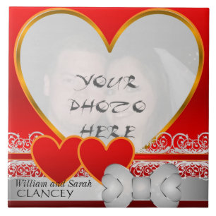 Azulejo De Cerámica Marco de foto de mosaico cerámico el día de San Va