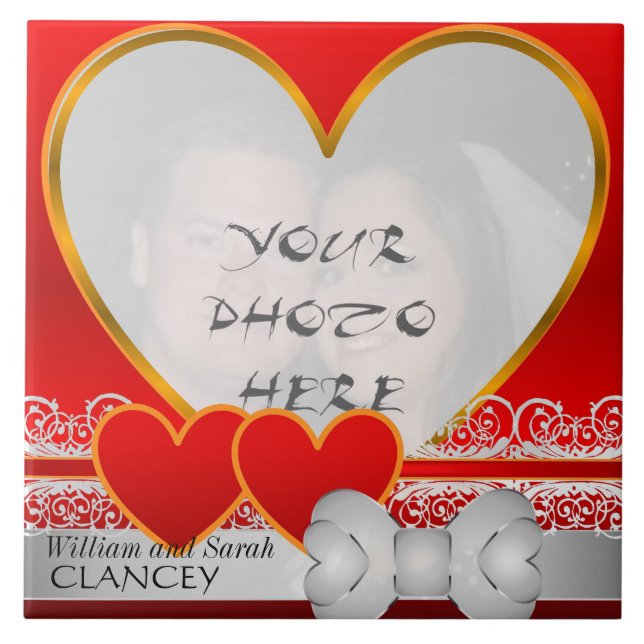 Azulejo De Cerámica Marco de foto de mosaico cerámico el día de San Va (Frente)