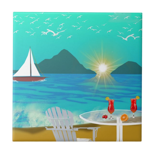 Azulejo De Cerámica Margaritaville (Frente)