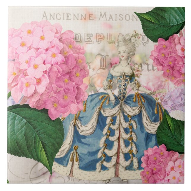 Azulejo De Cerámica Marie Antoinette Pink Hydrangea Cerámica Tile (Frente)