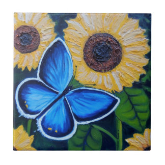 Azulejo De Cerámica Mariposa Azul