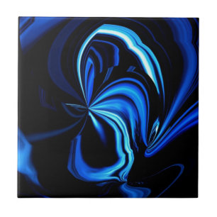 Azulejo De Cerámica Mariposa Azul Abstracta