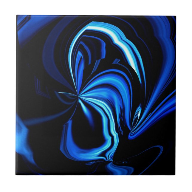 Azulejo De Cerámica Mariposa Azul Abstracta (Frente)
