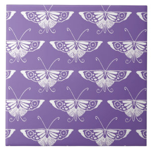 Azulejo De Cerámica Mariposa Deco estilizada - Lílago polvoriento