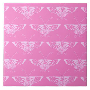 Azulejo De Cerámica Mariposa estilizada Deco - rosa orquídea