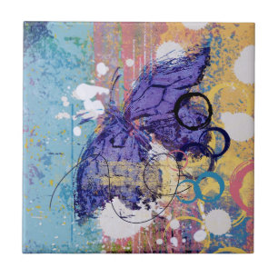 Azulejo De Cerámica Mariposa Grunge