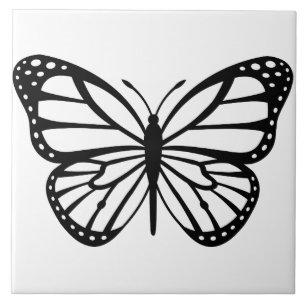 Azulejo de Cerámica - Mariposa Negra y Blanca