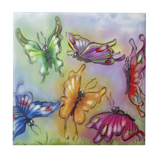 Azulejo De Cerámica Mariposas (Frente)