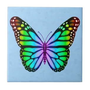 Azulejo De Cerámica Mariposas arcoiris coloridas